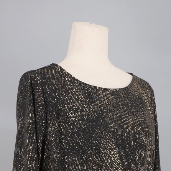 NWT DONNA KARAN New York Women's Foil Knit Cinch Waist Long Sleeves Top Size M - Picture 4 of 9